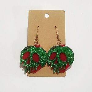 Green and Red Skull Earrings